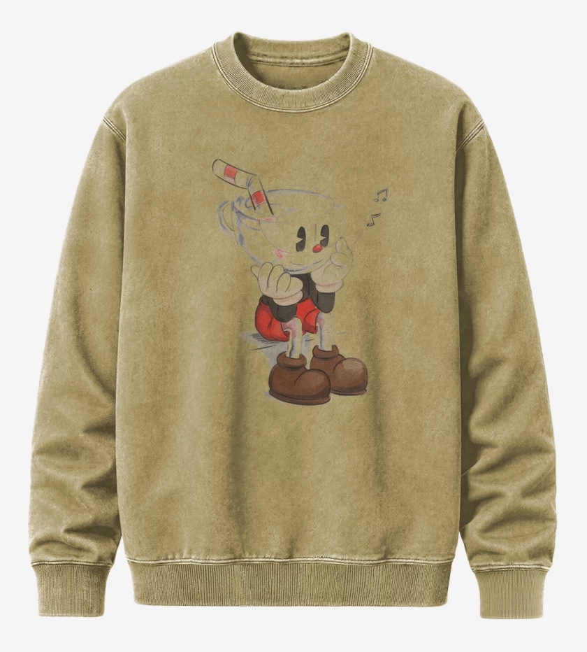 Poleron Polo Acid Wash Beige de CupHead Art