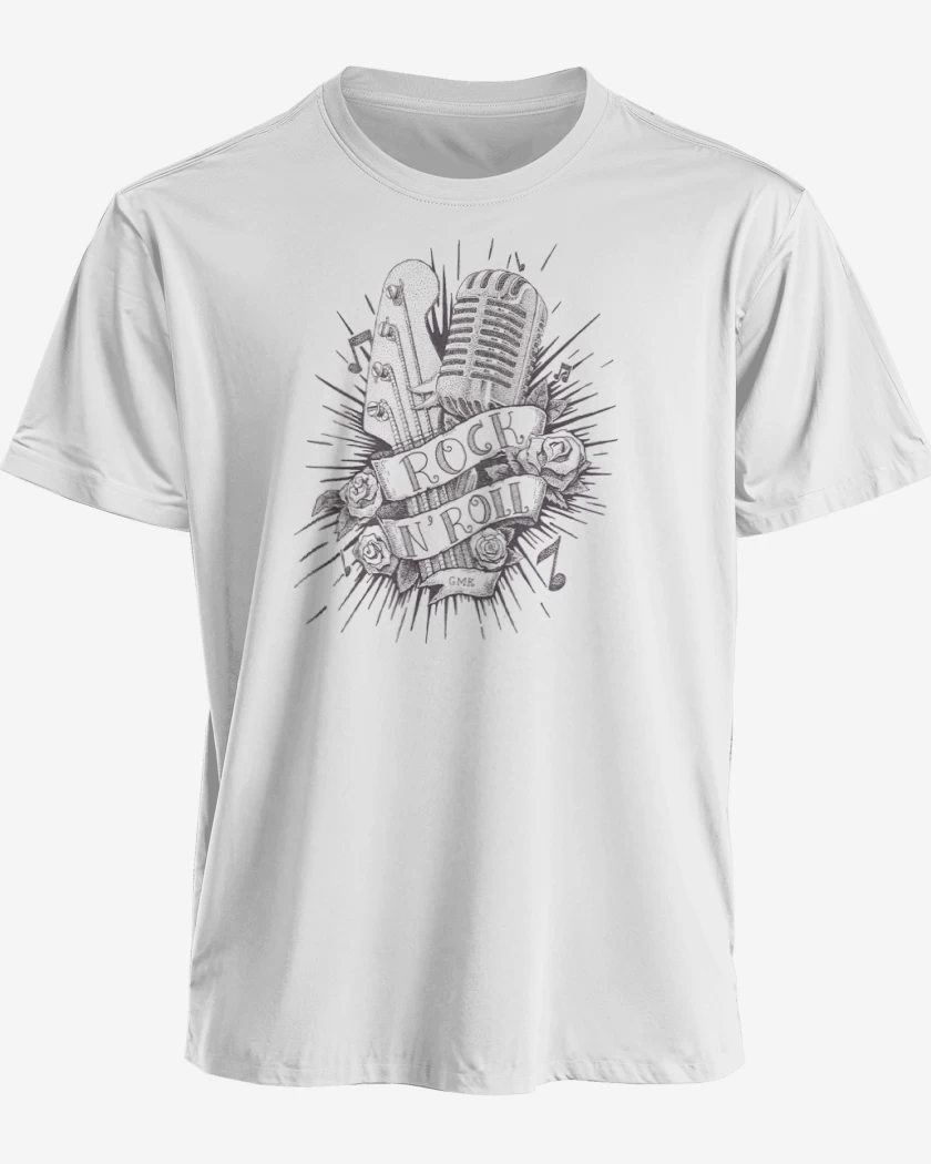 Polera premium Blanco de Rock n Roll