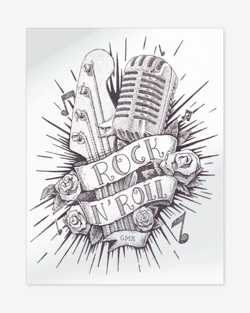 Print metalico Blanco de Rock n Roll
