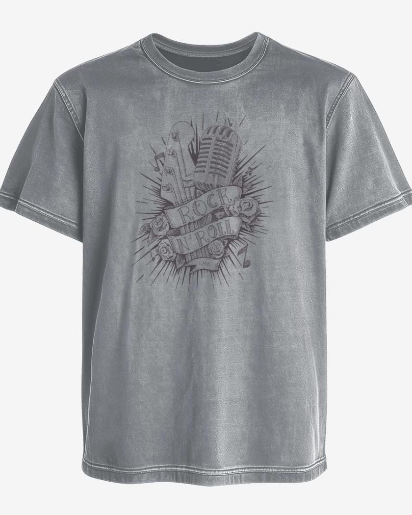 Polera desgastada Gris Melange de Rock n Roll