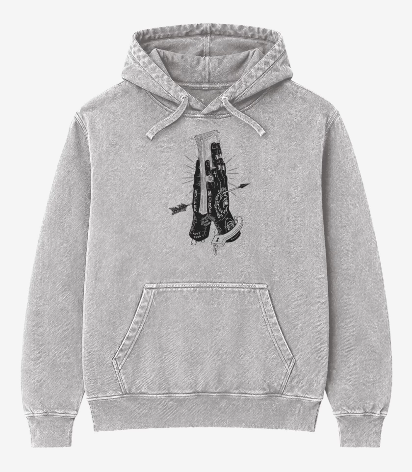Poleron Canguro Acid Wash Gris Melange de Black Hand