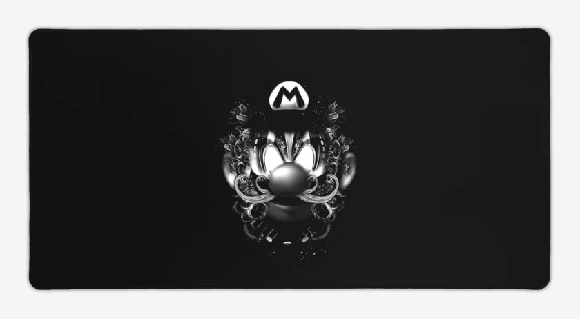 Mouse pad Gamer Negro de Super bigote Blanco y Negro
