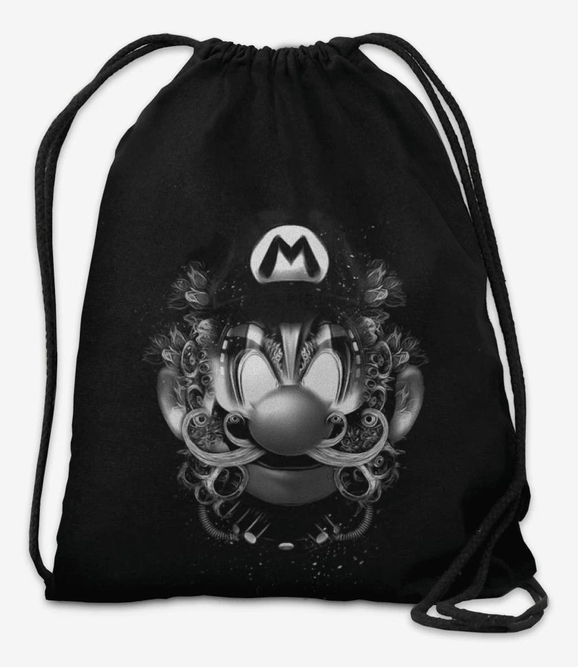 Mochila Negro de Super bigote Blanco y Negro