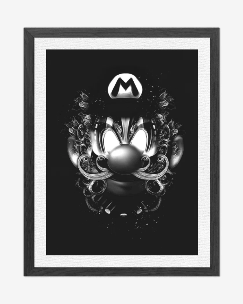 Cuadro decorativo Negro de Super bigote Blanco y Negro