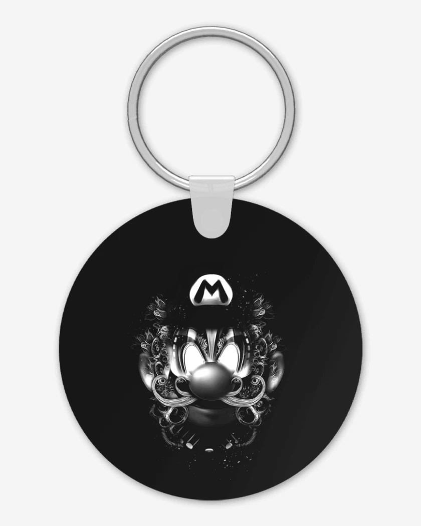 Llavero Negro de Super bigote Blanco y Negro