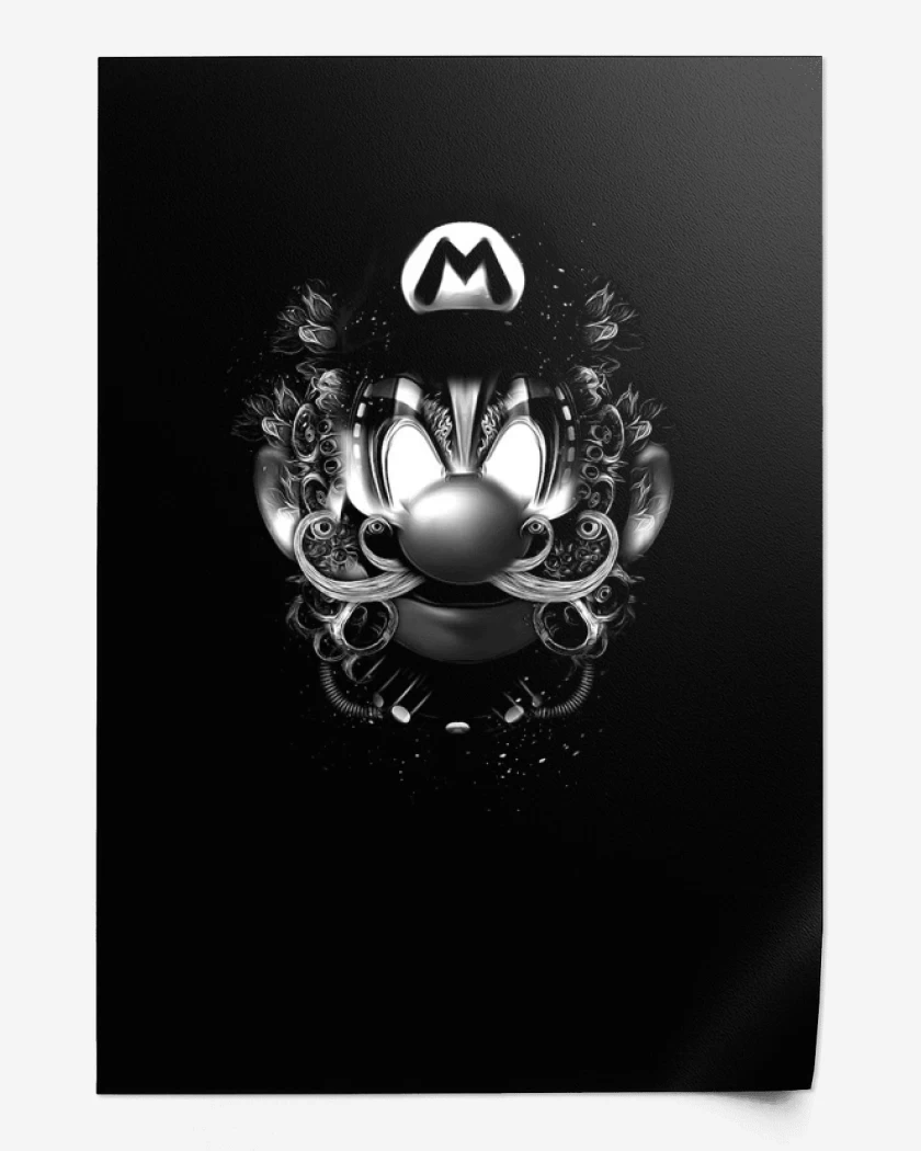 Print Negro de Super bigote Blanco y Negro