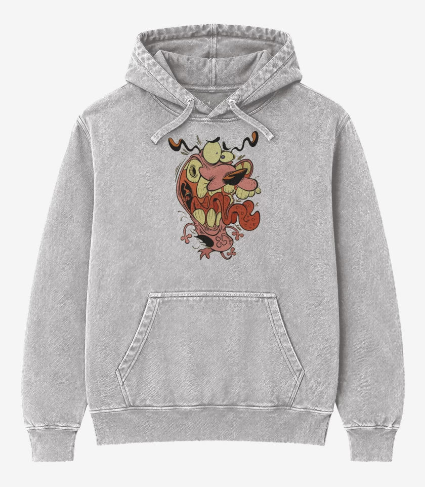 Poleron Canguro Acid Wash Gris Melange de Coraje