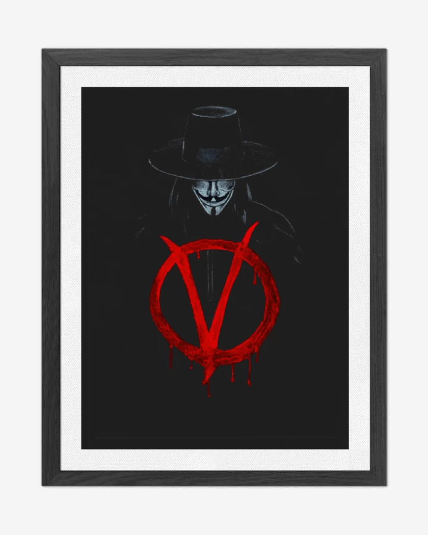 Cuadro decorativo Negro de V for Vendetta - V