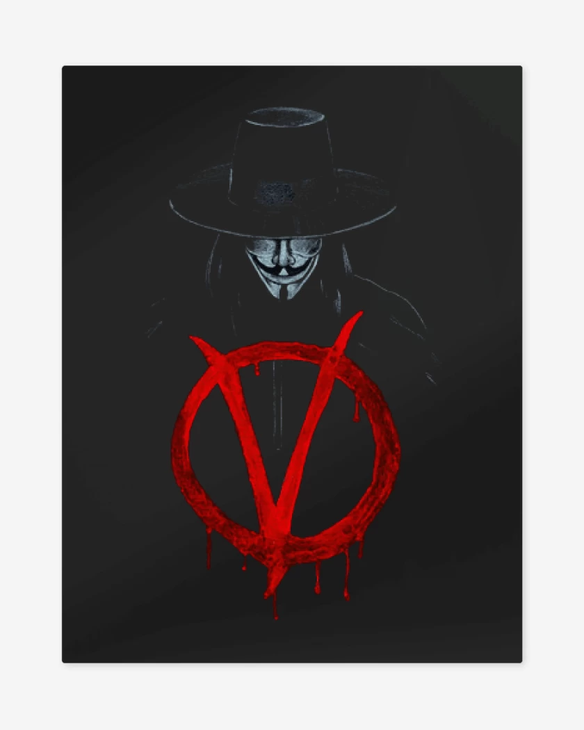 Print metalico Negro de V for Vendetta - V