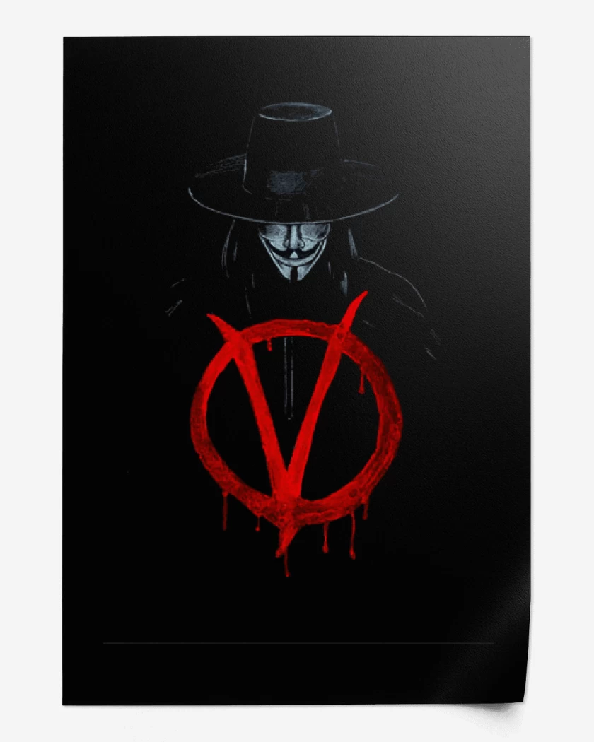 Print Negro de V for Vendetta - V