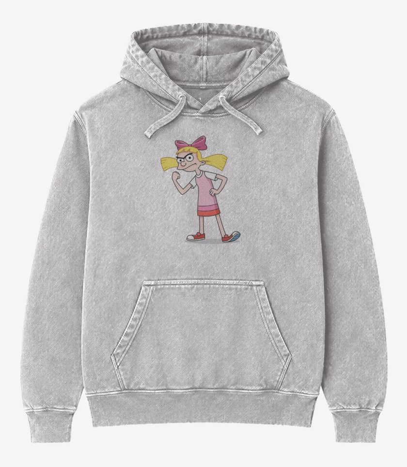 Poleron Canguro Acid Wash Gris Melange de Helga