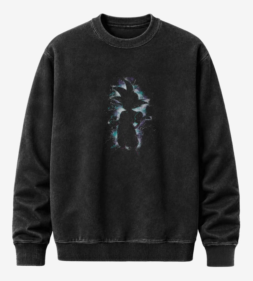 Poleron Polo Acid Wash Negro de Goku Niño