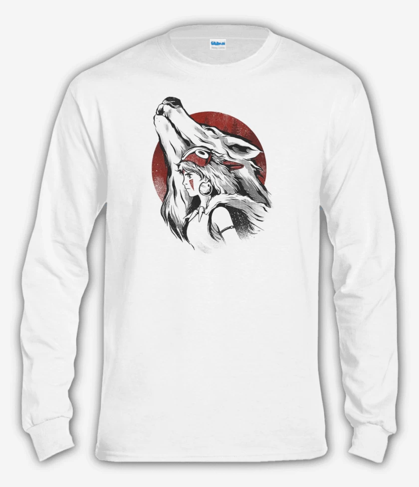 Polera manga larga Blanco de Princesa Mononoke