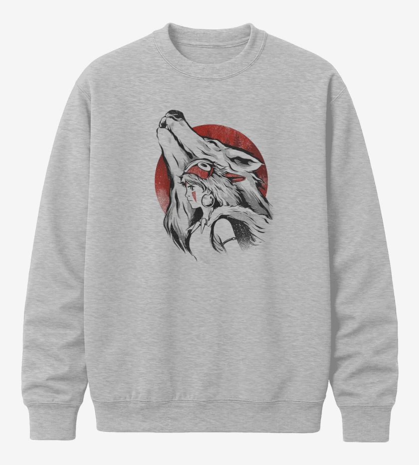 Poleron polo Gris Melange de Princesa Mononoke