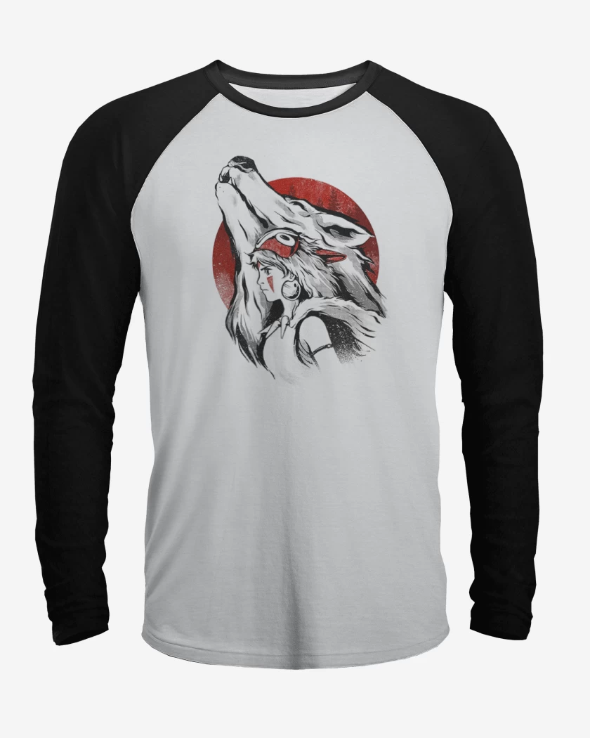 Polera Raglan Blanco / Negro de Princesa Mononoke
