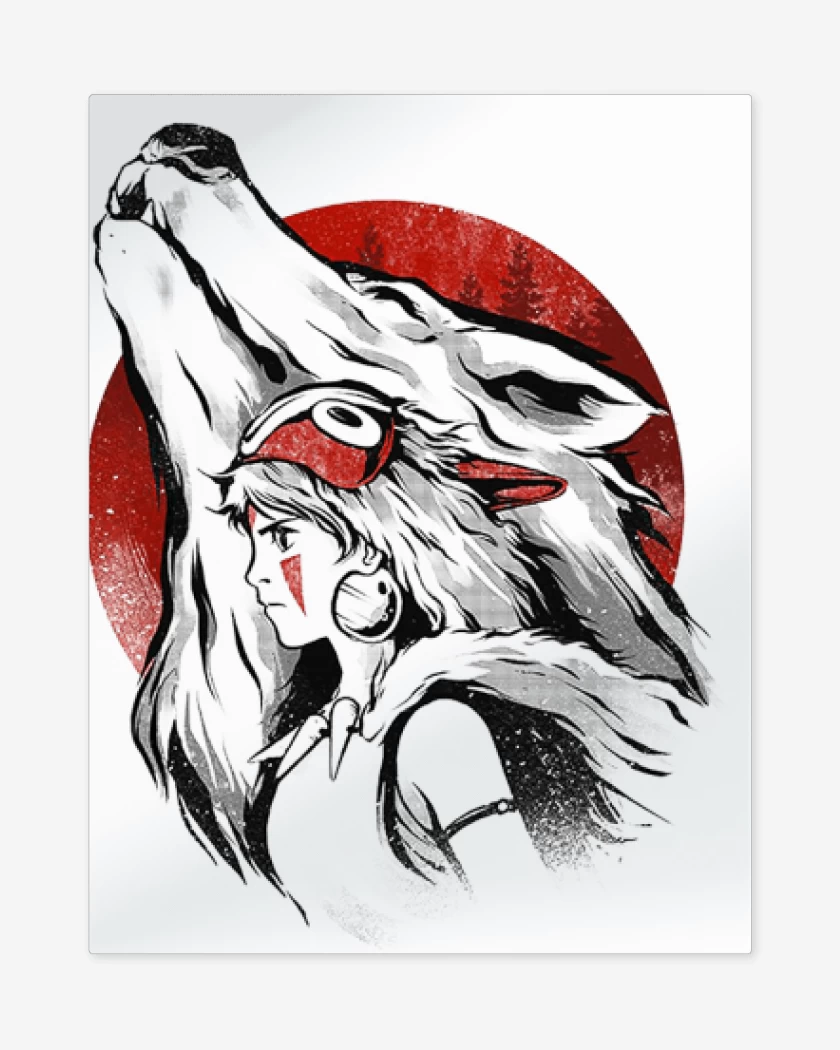 Print metalico Blanco de Princesa Mononoke