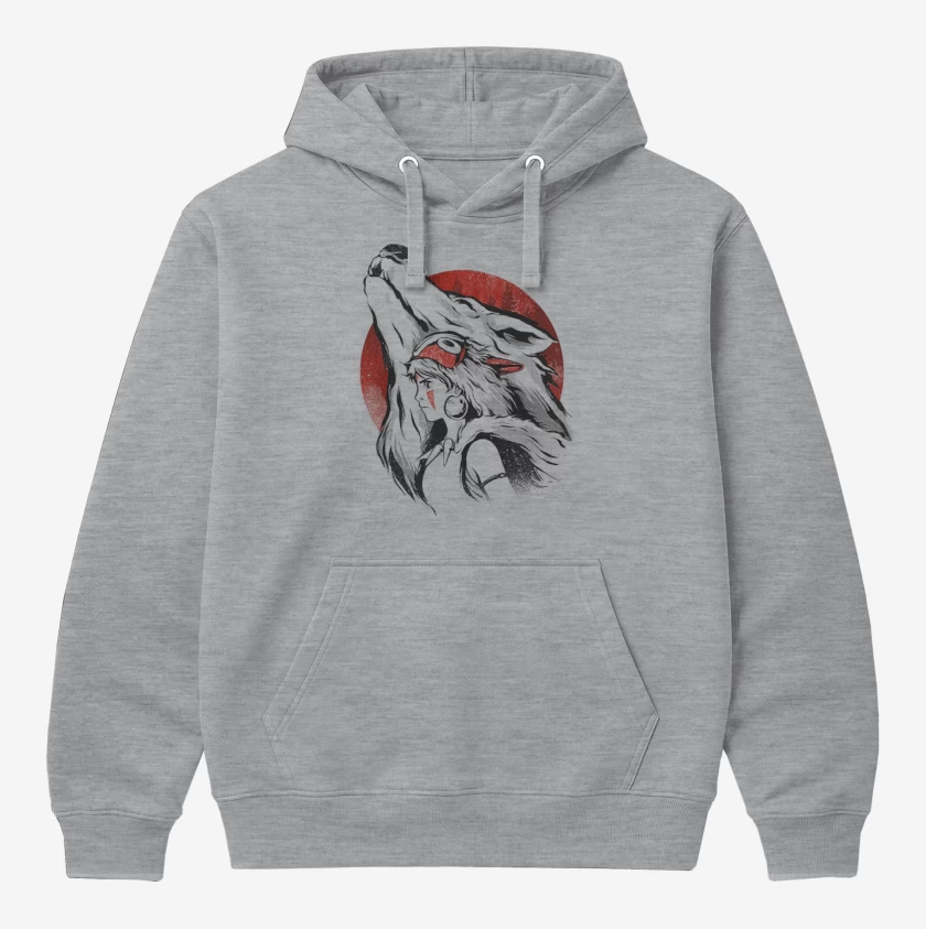 Polerón Canguro Gris Melange de Princesa Mononoke