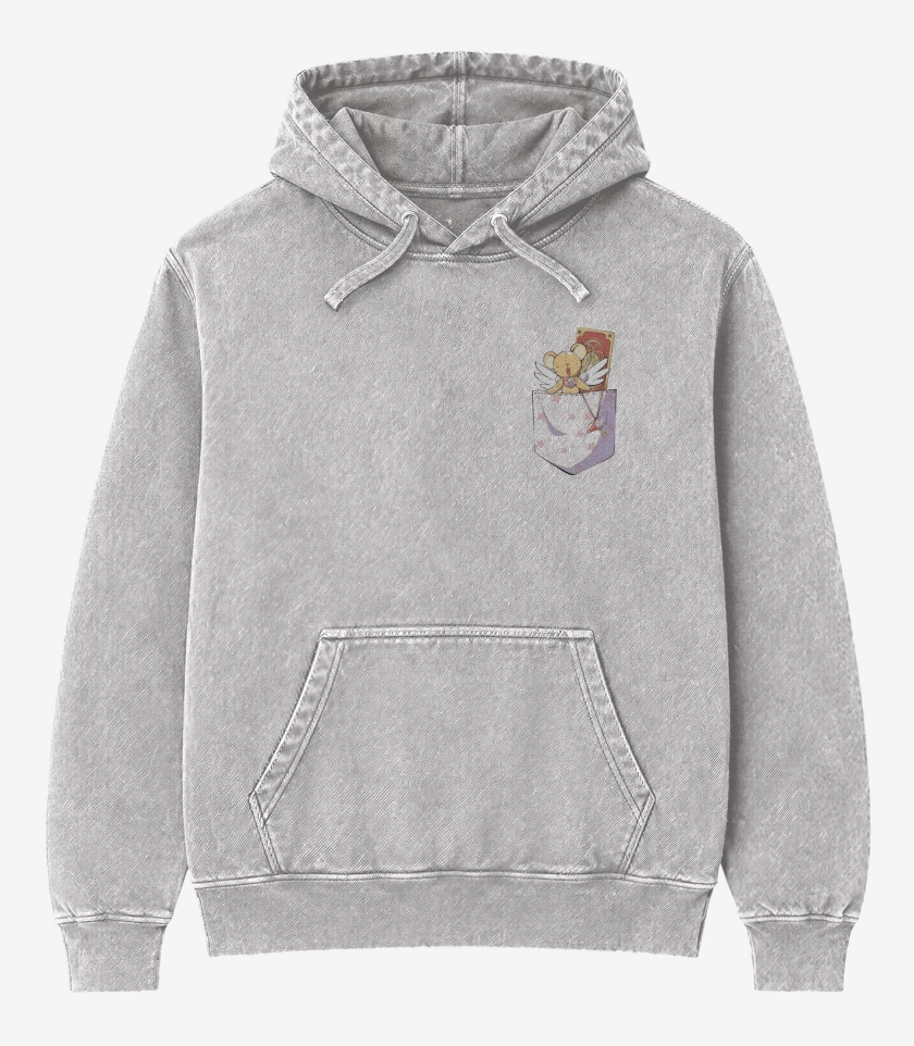 Poleron Canguro Acid Wash Gris Melange de Sakura Card Captor