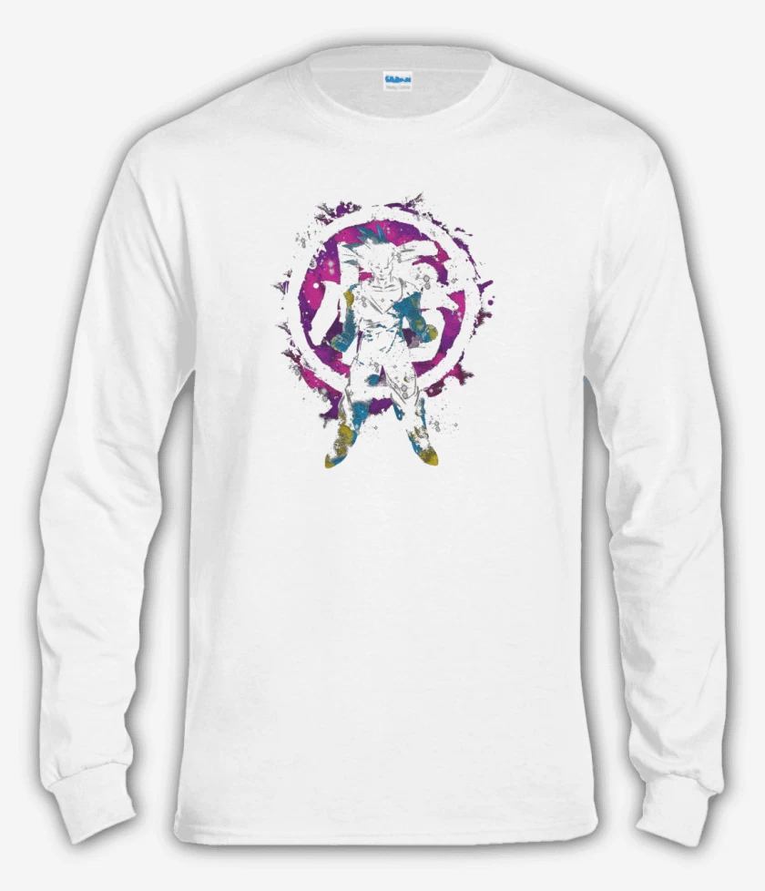 Polera manga larga Blanco de Goku Kanji Color