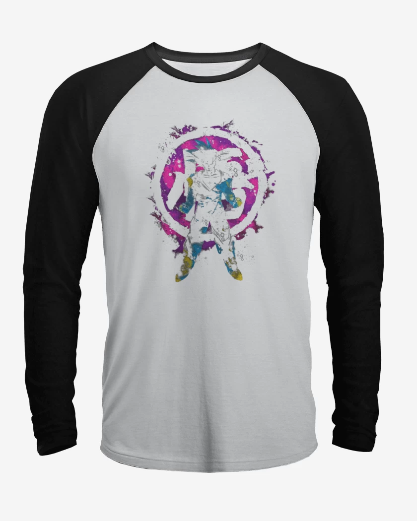 Polera Raglan Blanco / Negro de Goku Kanji Color