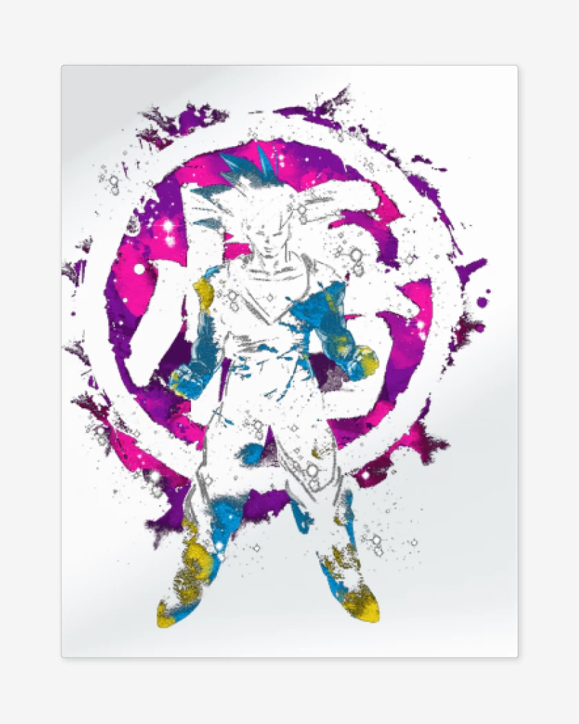 Print metalico Blanco de Goku Kanji Color