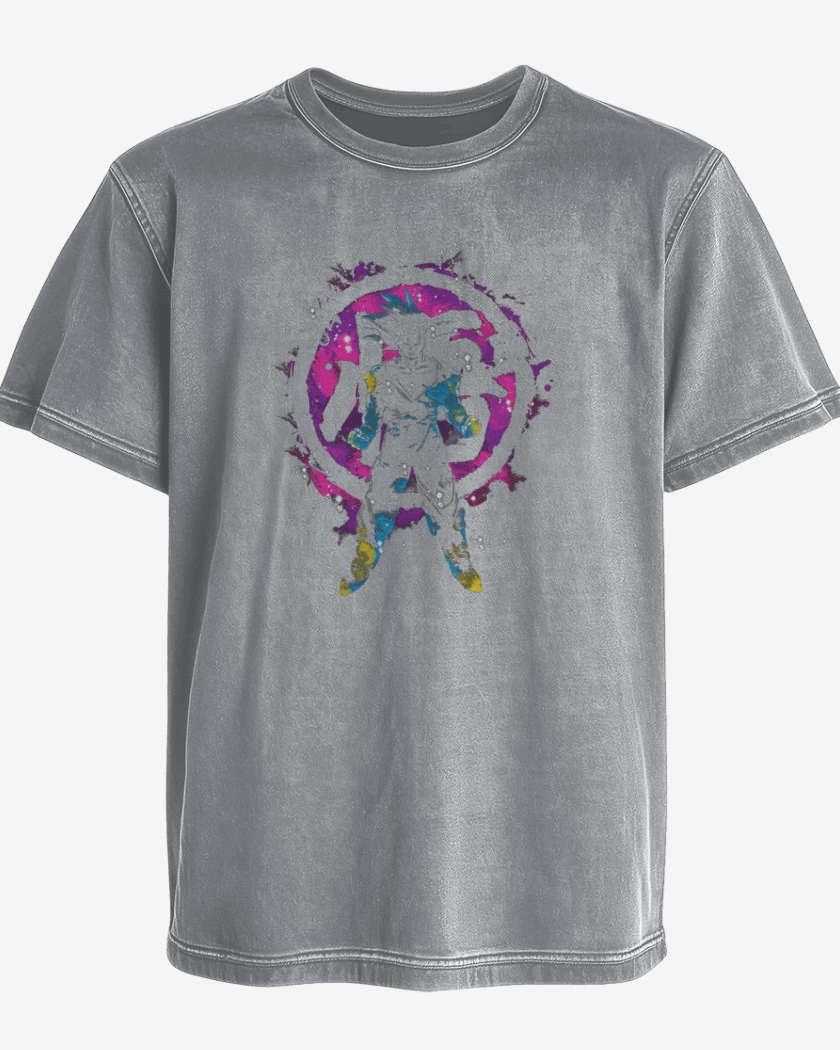 Polera desgastada Gris Melange de Goku Kanji Color
