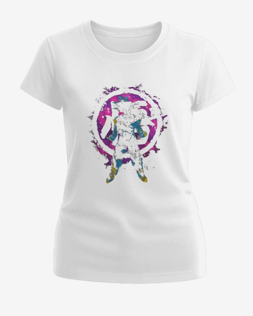 Polera de Mujer Blanco de Goku Kanji Color