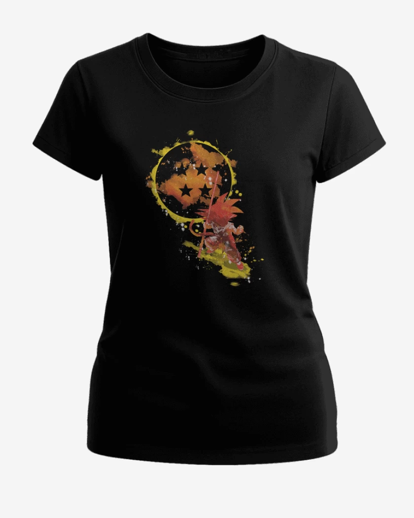 Polera de Mujer Negro de Goku niño Full Color