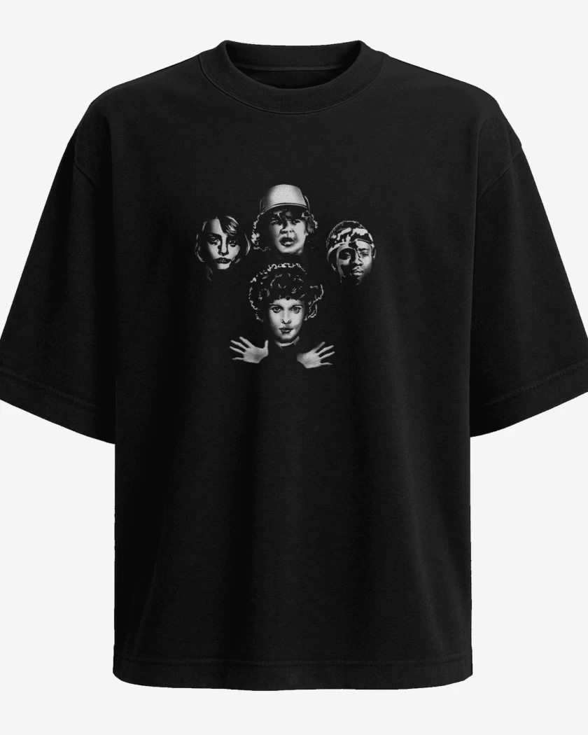 Polera Oversize Negro de stranger things Rhapsody
