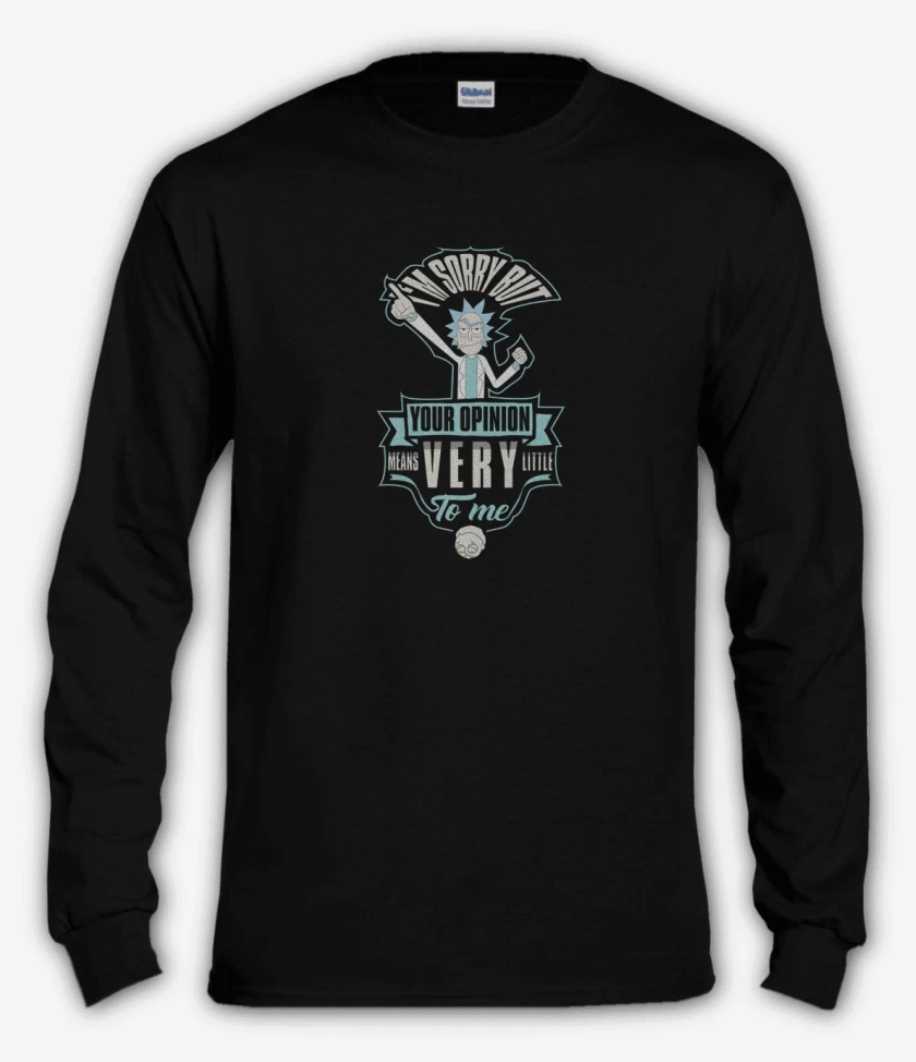 Polera manga larga Negro de Rick your opinion