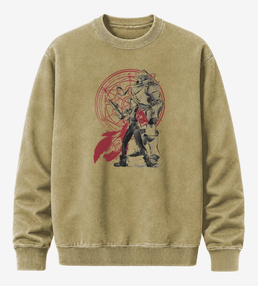 Poleron Polo Acid Wash Beige de full metal Elric Brothers
