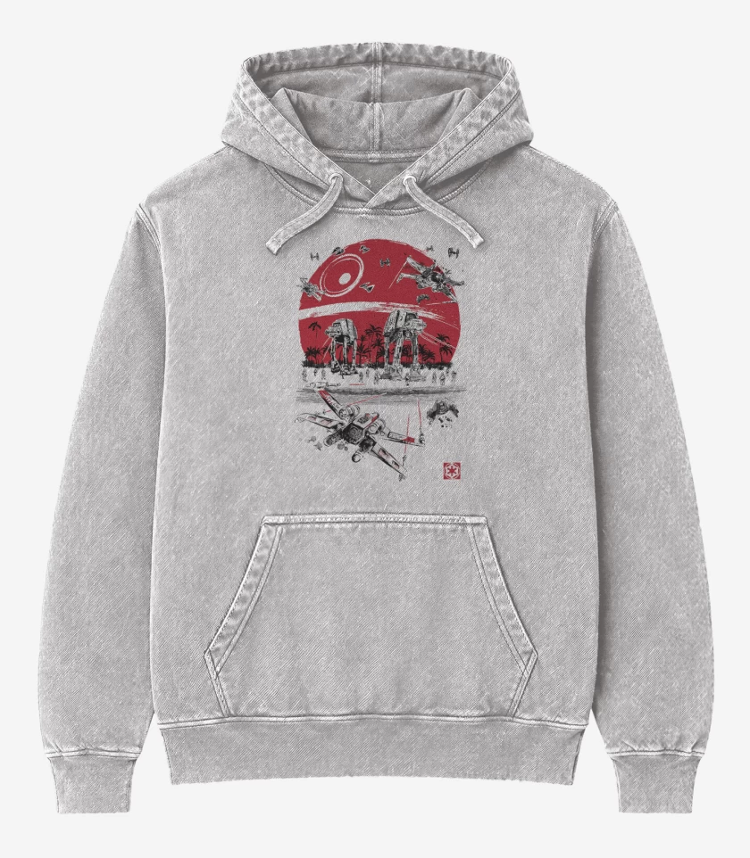 Poleron Canguro Acid Wash Gris Melange de Star wars Battle
