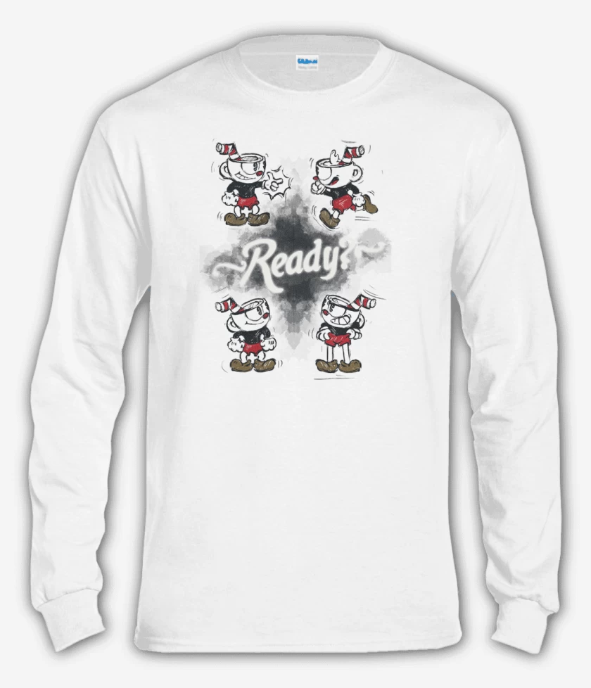 Polera manga larga Blanco de Cuphead Ready