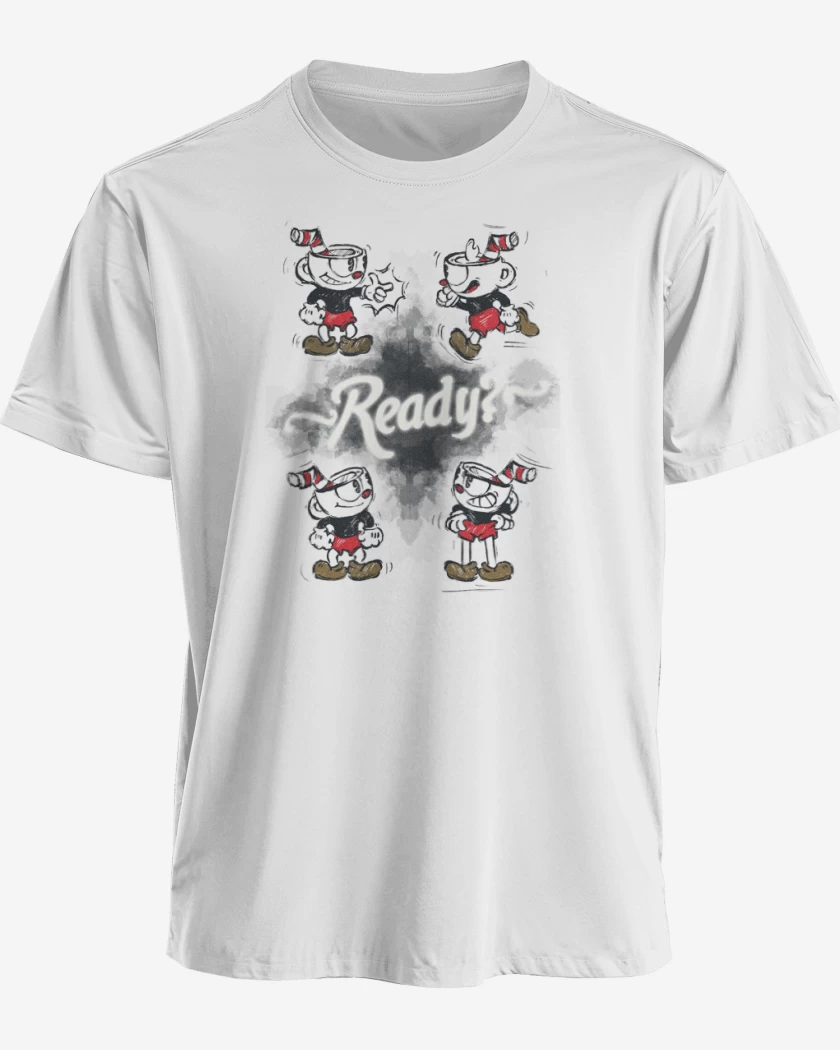 Polera premium Blanco de Cuphead Ready