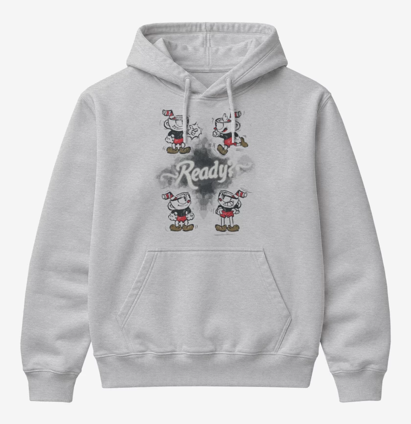 Poleron Canguro básico Gris Melange de Cuphead Ready