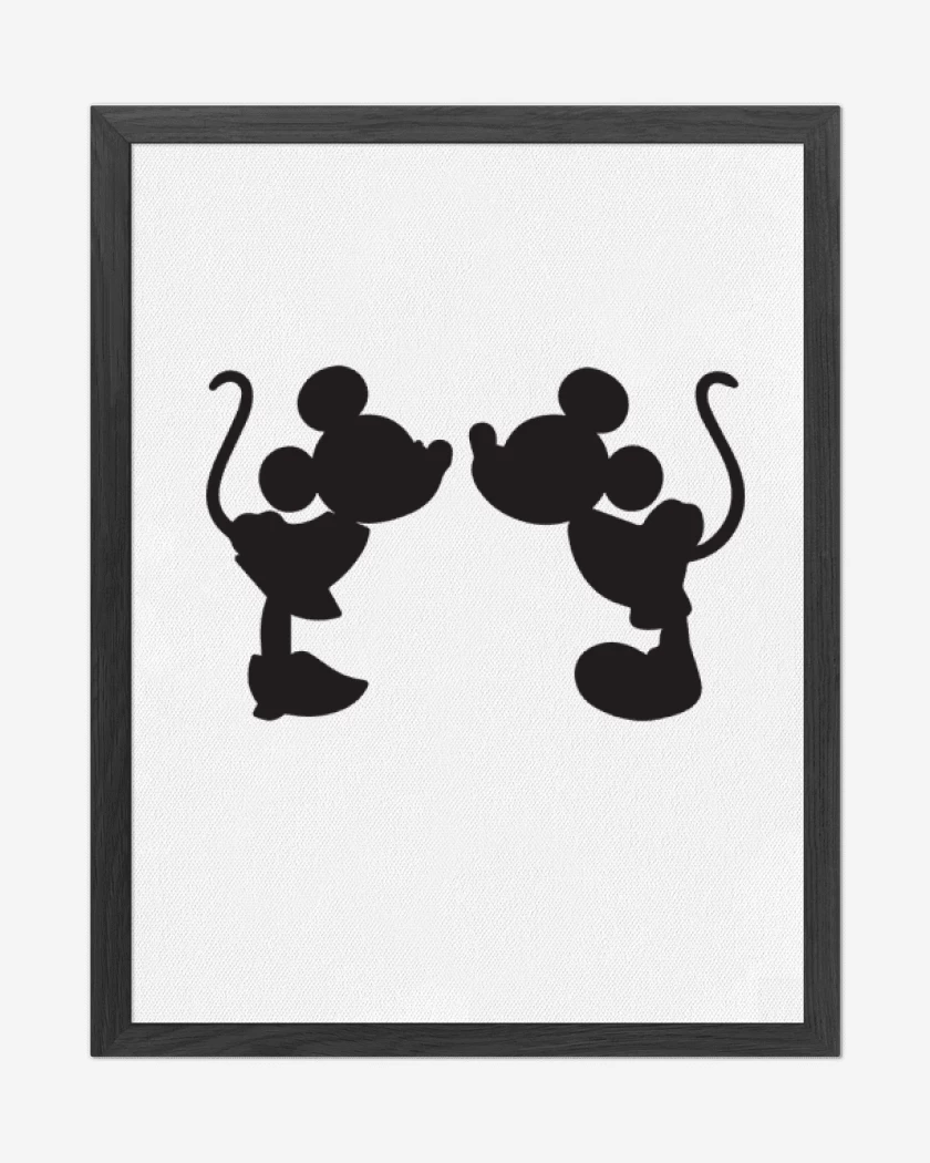 Cuadro decorativo Blanco de mickey beso