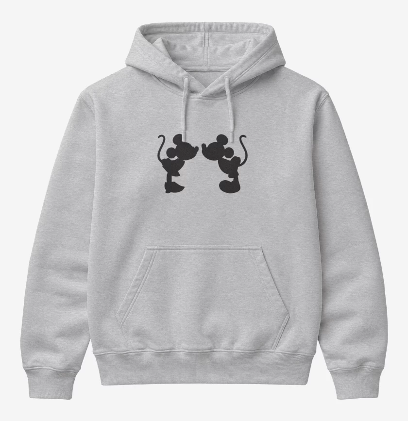 Poleron Canguro básico Gris Melange de mickey beso