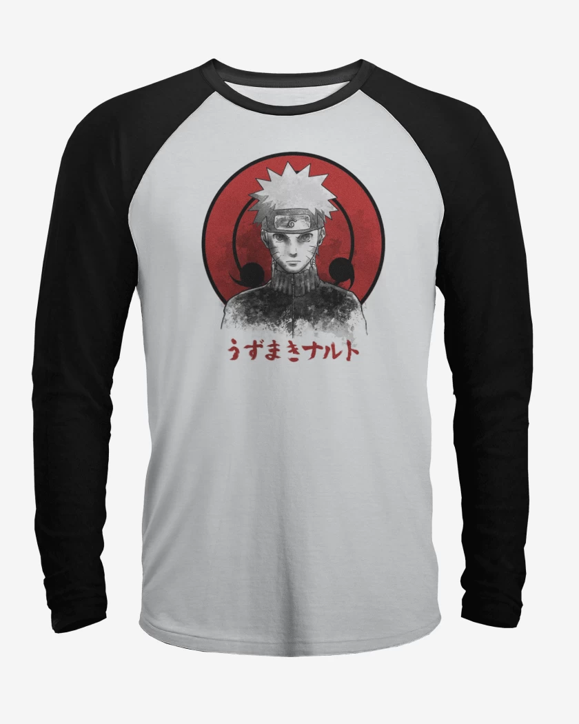 Polera Raglan Blanco / Negro de Naruto 