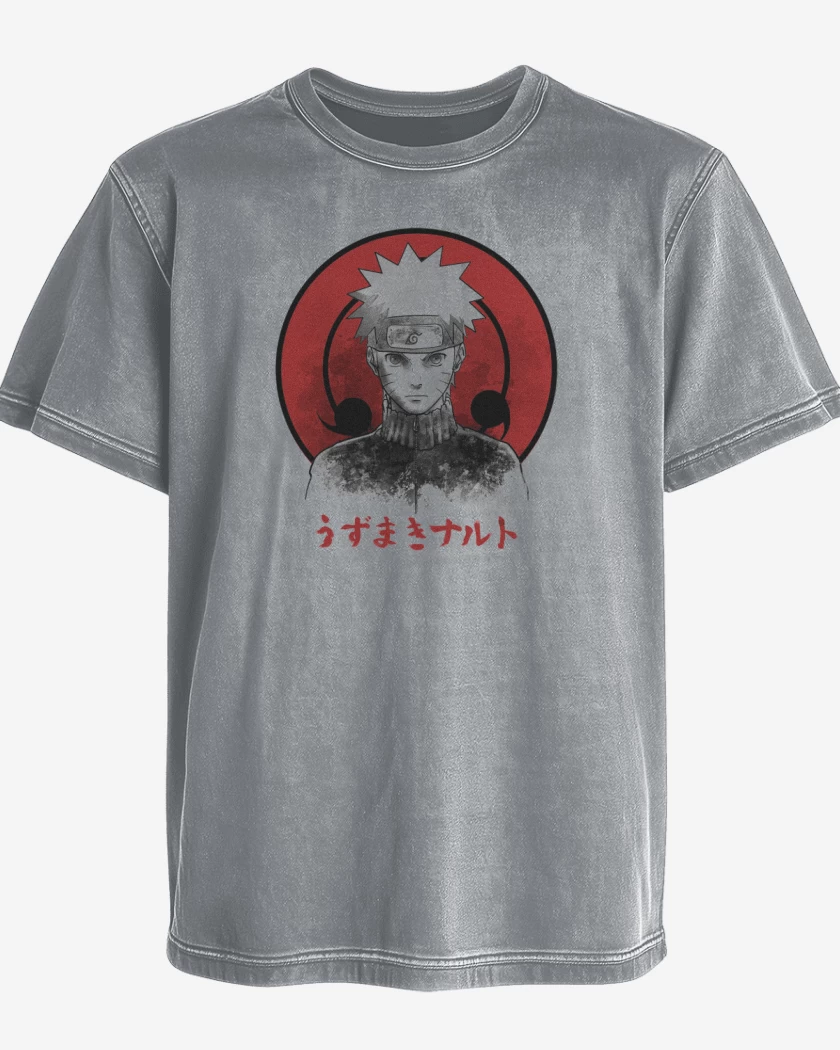 Polera desgastada Gris Melange de Naruto 