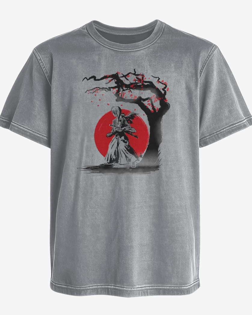 Polera desgastada Gris Melange de Samurai x