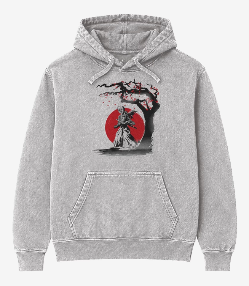 Poleron Canguro Acid Wash Gris Melange de Samurai x