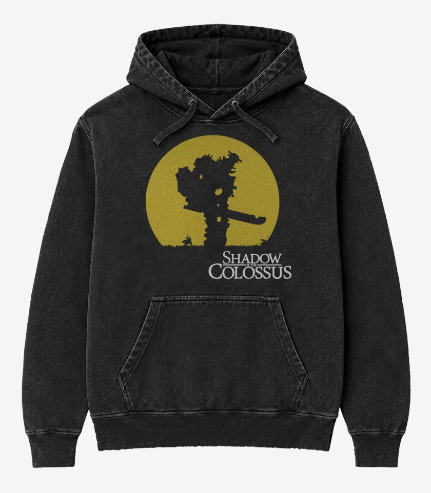 Poleron Canguro Acid Wash Negro de Shadow of the Colossus