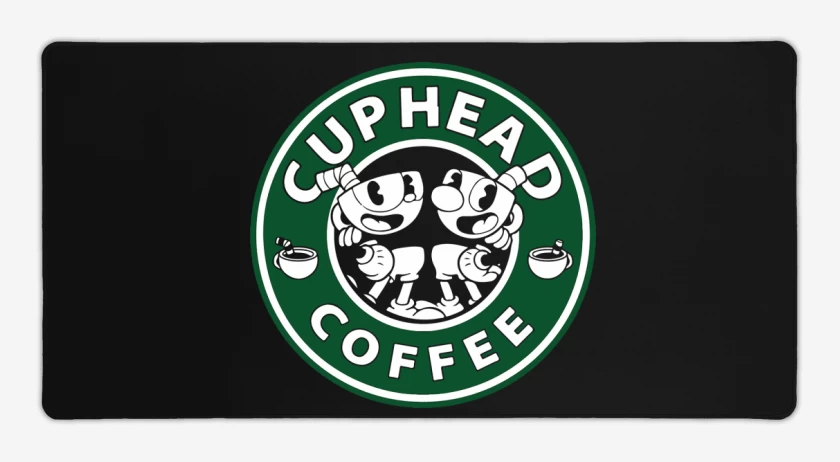 Mouse pad Gamer Negro de cup head coffee