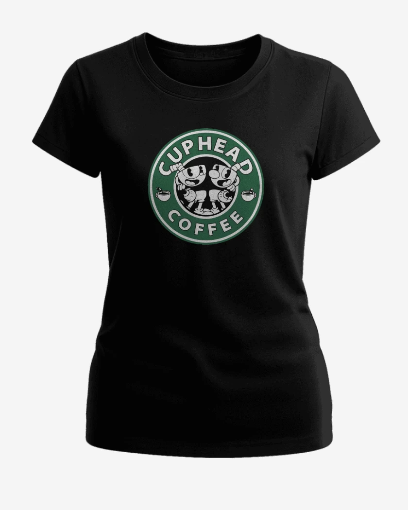 Polera de Mujer Negro de cup head coffee