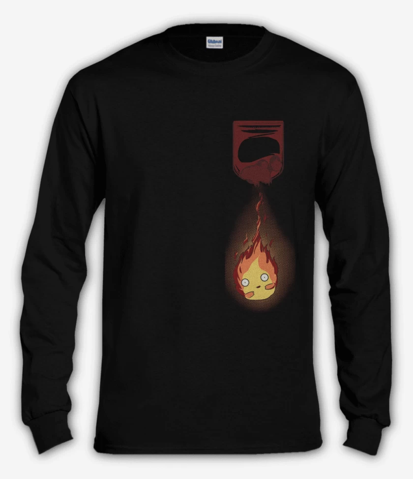 Polera manga larga castillo ambulante fueguito bolsillo