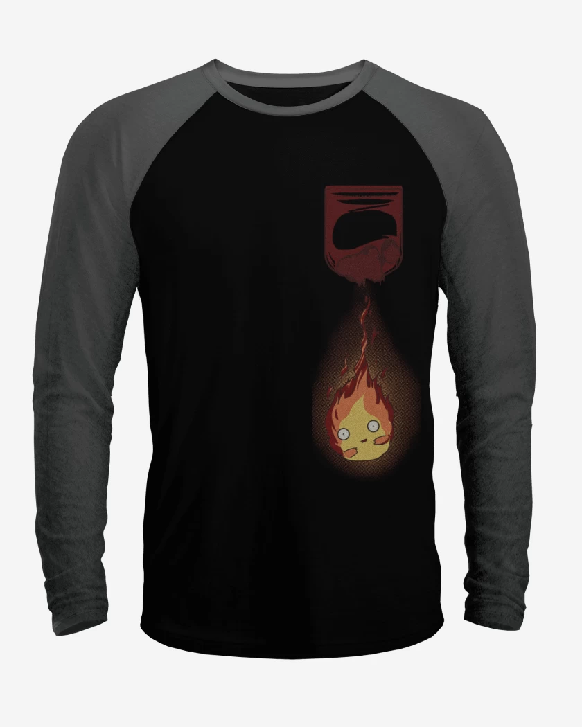 Polera Raglan castillo ambulante fueguito bolsillo