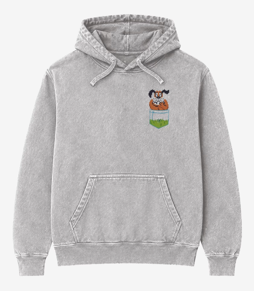 Poleron Canguro Acid Wash Gris Melange de Duck Hunt