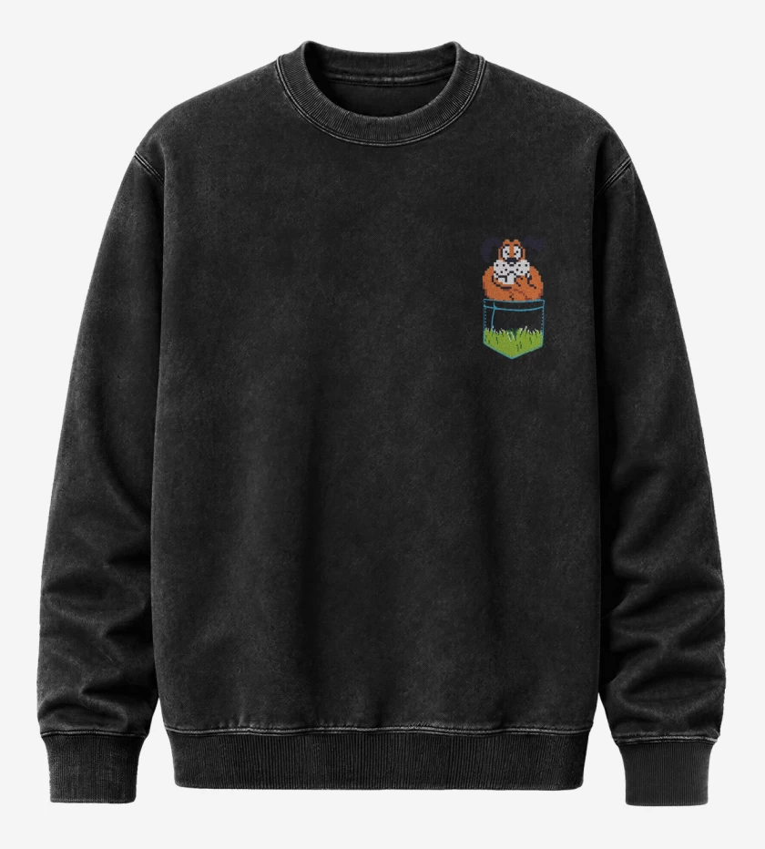 Poleron Polo Acid Wash Negro de Duck Hunt