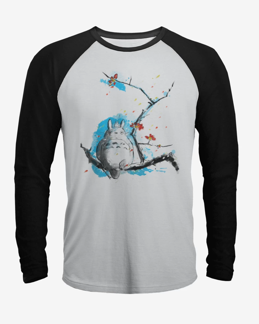 Polera Raglan Blanco / Negro de Totoro 3