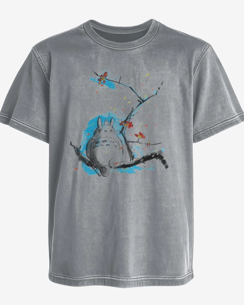 Polera desgastada Gris Melange de Totoro 3